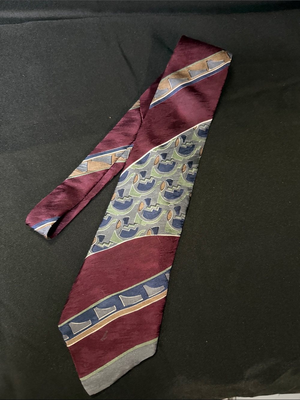 Bugatti Burgundy and Blue Patterned Men's Tie